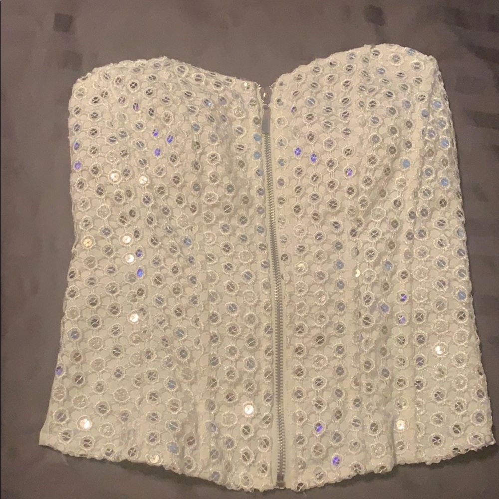 White sequin bustier